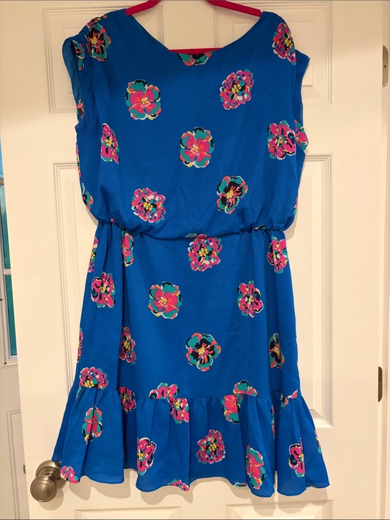 Lilly Pulitzer Dresses & Skirts - Lilly Pulitzer Blue Floral Mini Dress with Pink & Green Accents